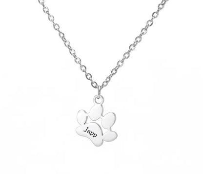 Customized Pet Name Paw Necklace