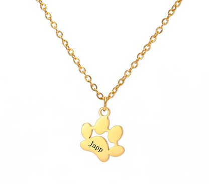 Customized Pet Name Paw Necklace